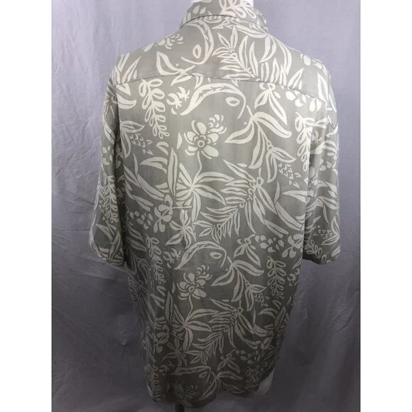 VTG Tommy Bahama Hawaiian Shirt Men Medium M Camp 100% Silk Herringbone Aloha - Picture 4 of 7